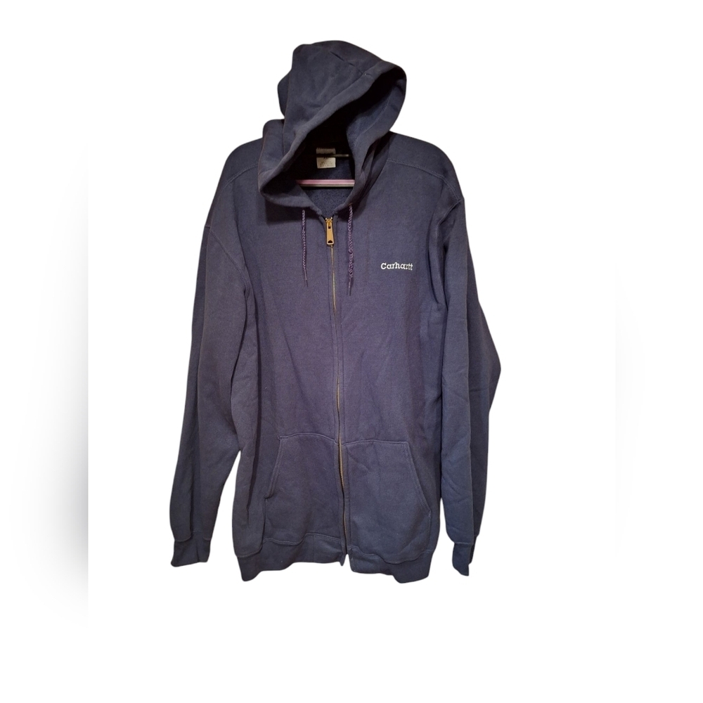 Carhartt Navy Blue Full Zip Hooded Jacked Men's XL Cotton Blend Work Gorpcore